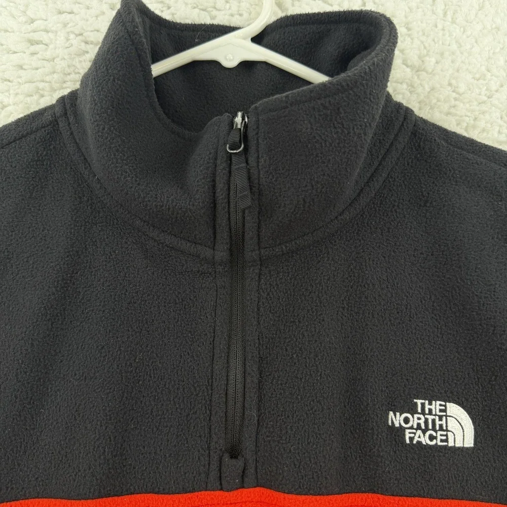 The North Face Sweatshirt Mens Medium Red Black 1/4 Zip Fleece Pullover Logo